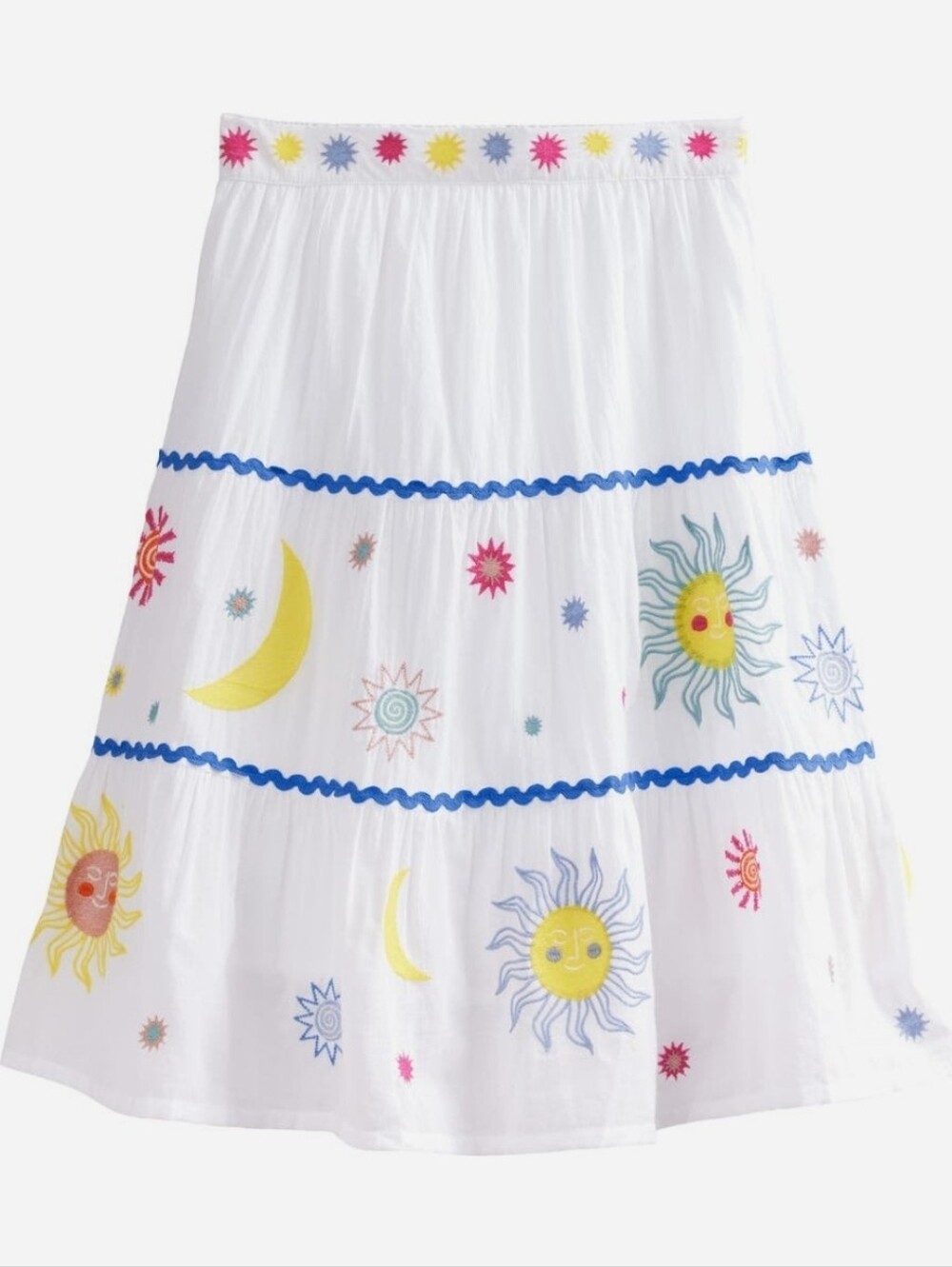Mini Boden Nordstrom Girls' Embroidered Celestial Applique Skirt Size 9/10y